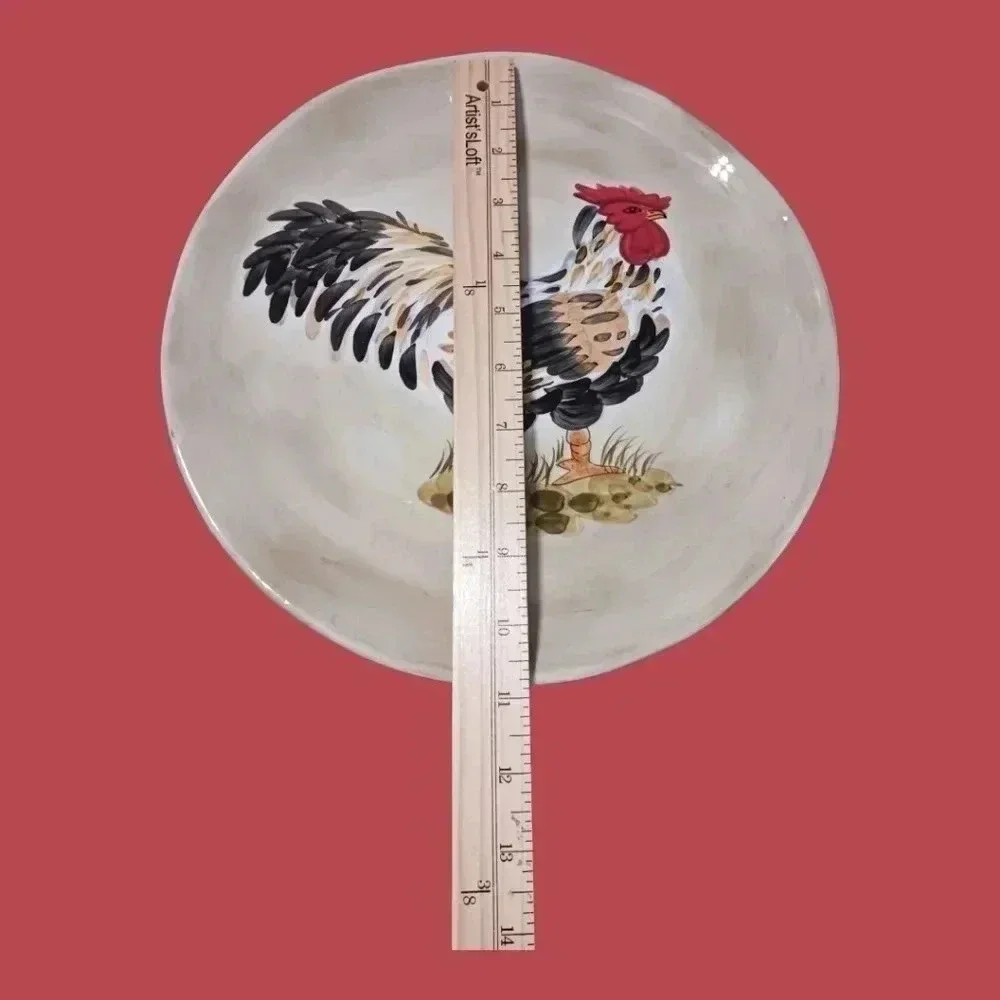 Calderones set of 2 dinner plates rooster